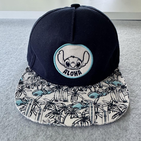 Disney Other - Disney Hat Cap Snap Back Blue Stitch Aloha Tropical Palm Brim One Size